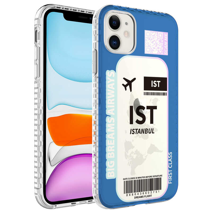 Apple iPhone 11 Kılıf Airbag Kenarlı Renkli Desenli Silikon Zore Elegans Kapak