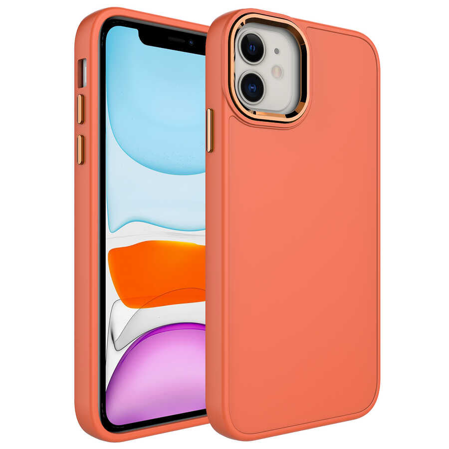 Apple iPhone 11 Kılıf Metal Çerçeve ve Buton Tasarımlı Silikon Zore Luna Kapak
