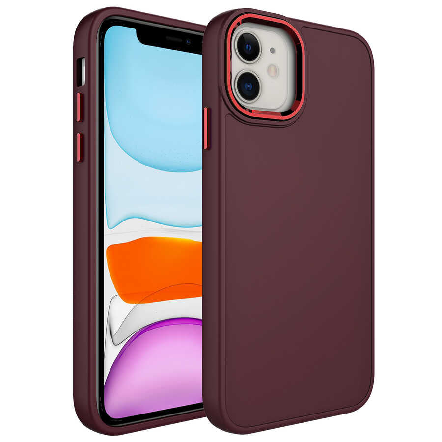 Apple iPhone 11 Kılıf Metal Çerçeve ve Buton Tasarımlı Silikon Zore Luna Kapak
