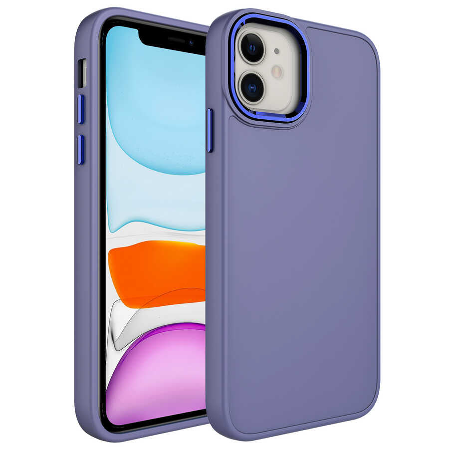 Apple iPhone 11 Kılıf Metal Çerçeve ve Buton Tasarımlı Silikon Zore Luna Kapak