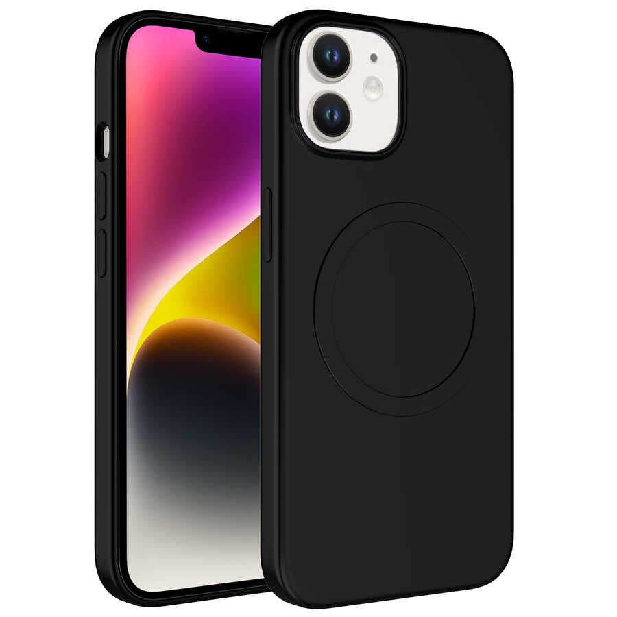 Apple iPhone 12 Kılıf M-safe Wireless Şarj Özellikli Pastel Renk Silikon Zore Plas Kapak