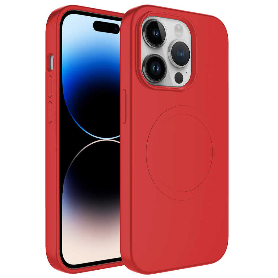 Apple iPhone 12 Pro Max Kılıf M-safe Wireless Şarj Özellikli Pastel Renk Silikon Zore Plas Kapak