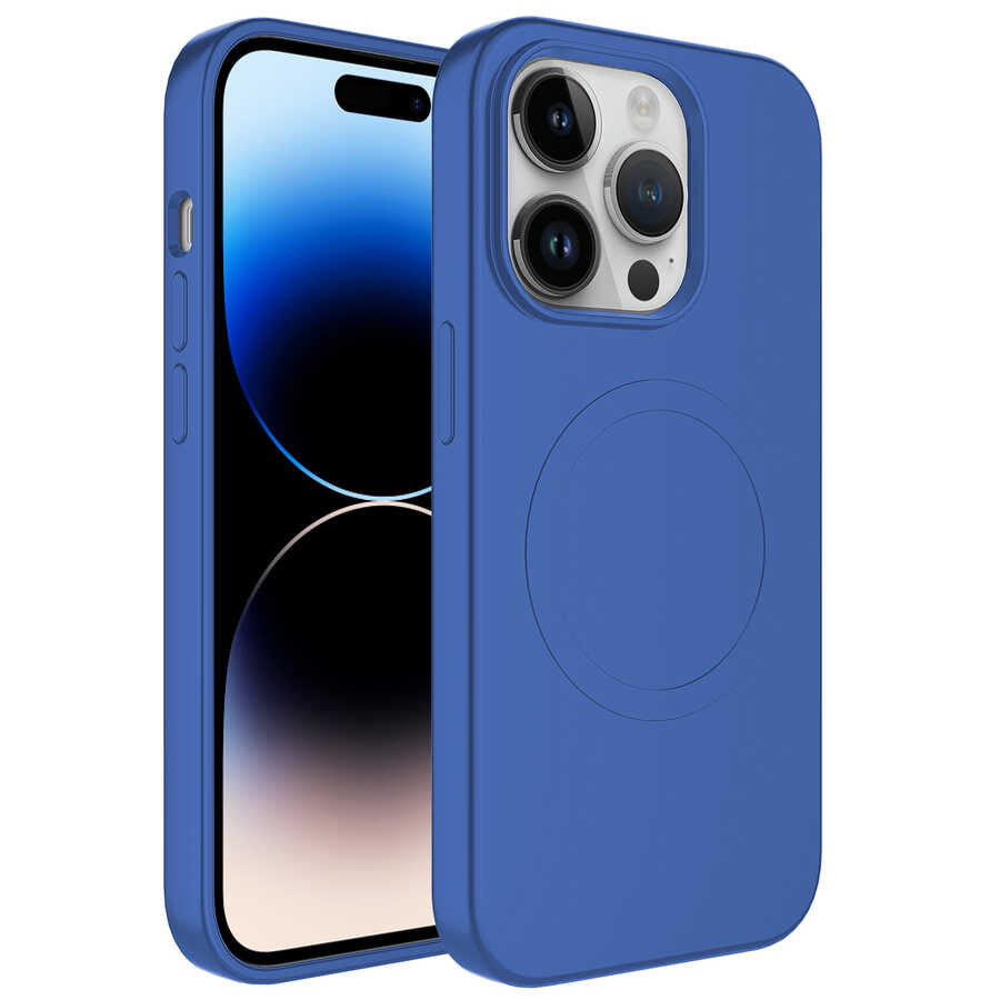 Apple iPhone 14 Pro Kılıf M-safe Wireless Şarj Özellikli Pastel Renk Silikon Zore Plas Kapak