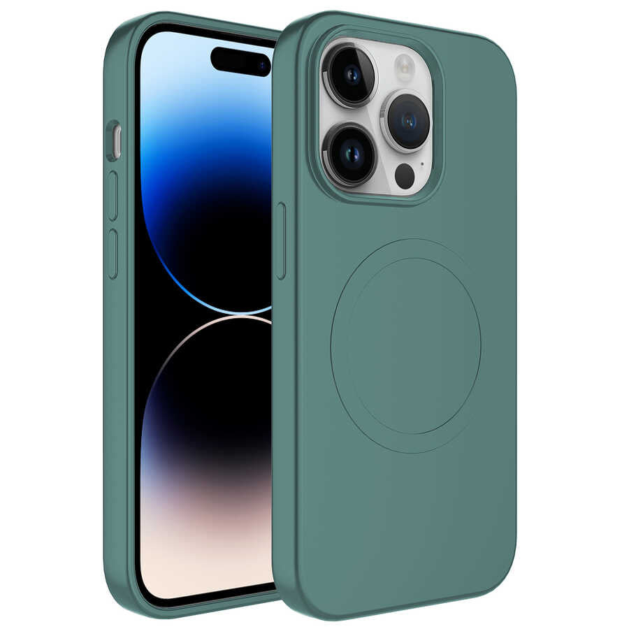 Apple iPhone 14 Pro Kılıf M-safe Wireless Şarj Özellikli Pastel Renk Silikon Zore Plas Kapak