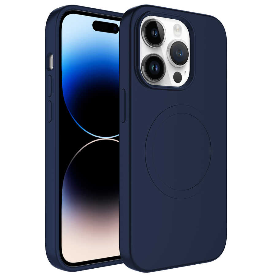 Apple iPhone 14 Pro Kılıf M-safe Wireless Şarj Özellikli Pastel Renk Silikon Zore Plas Kapak