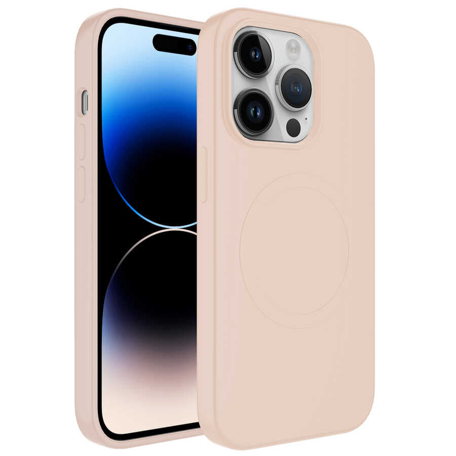 Apple iPhone 14 Pro Kılıf M-safe Wireless Şarj Özellikli Pastel Renk Silikon Zore Plas Kapak