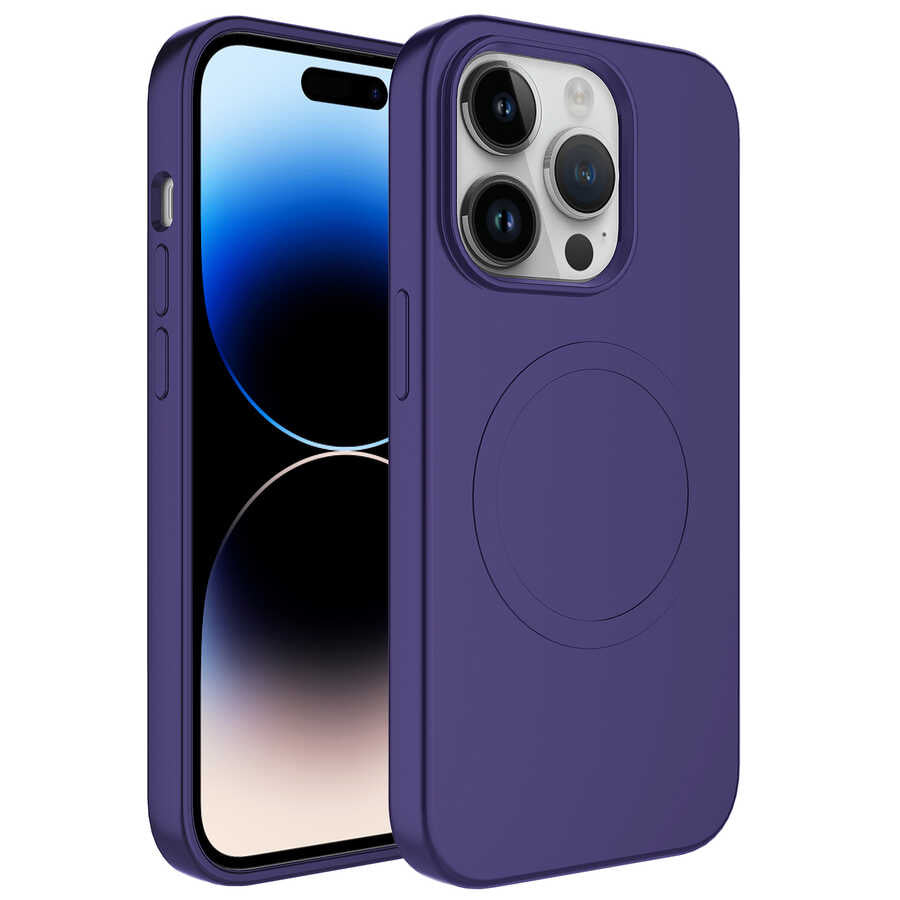Apple iPhone 14 Pro Kılıf M-safe Wireless Şarj Özellikli Pastel Renk Silikon Zore Plas Kapak