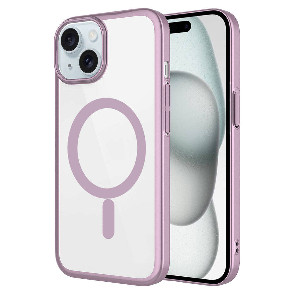 Apple iPhone 15 Plus Kılıf Wireless Şarj Özellikli Sert PC Zore Mat Riksos M-safe Kapak