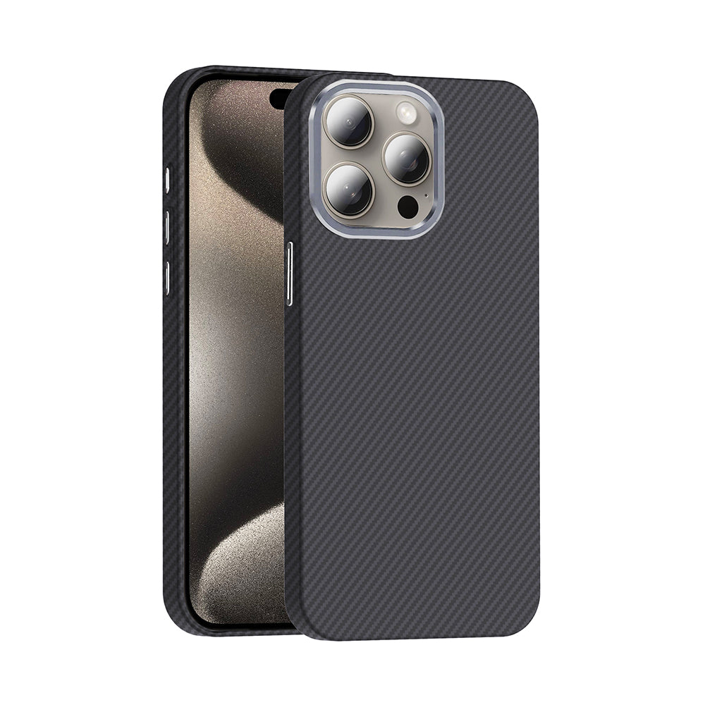 Apple iPhone 15 Pro Kılıf M-safe Şarj Özellikli Karbon Fiber Görünümlü Zore Gros Kapak