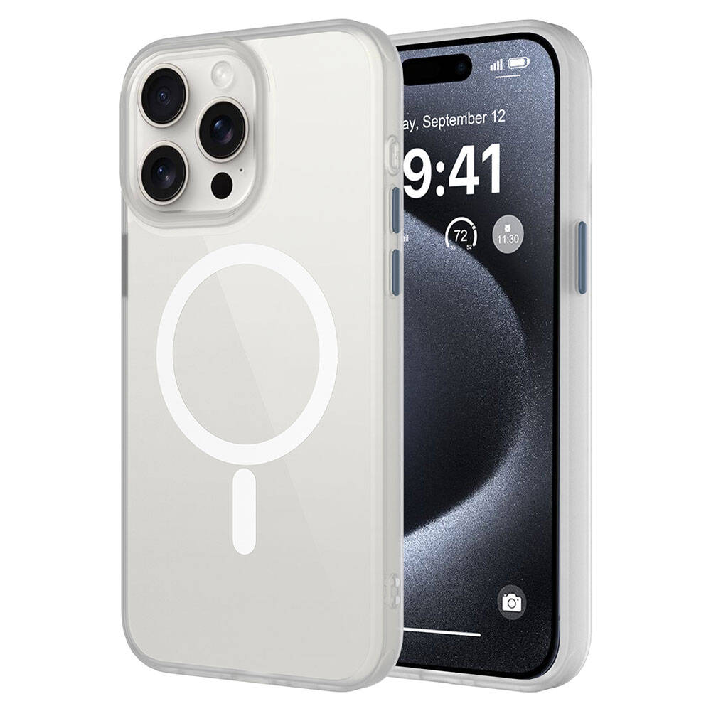 Apple iPhone 15 Pro Kılıf Mat Arka Yüzey Wireless Şarj Özellikli Zore Flet M-safe Kapak
