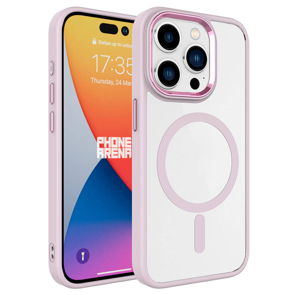 Apple iPhone 15 Pro Max Kılıf Wireless Şarj Özellikli Zore Krom M-safe Silikon Kapak