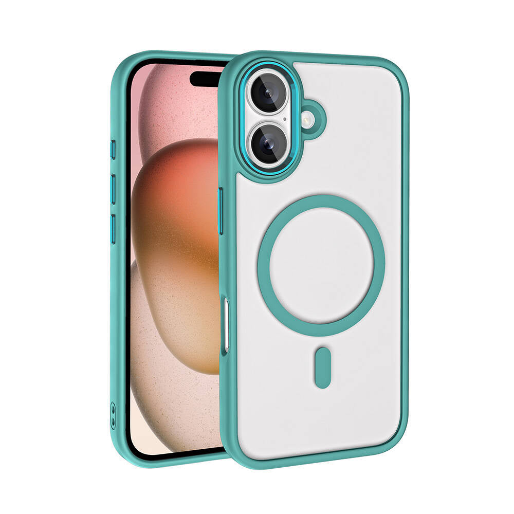 Apple iPhone 16 Plus Kılıf Wireless Şarj Özellikli Zore Krom M-safe Silikon Kapak