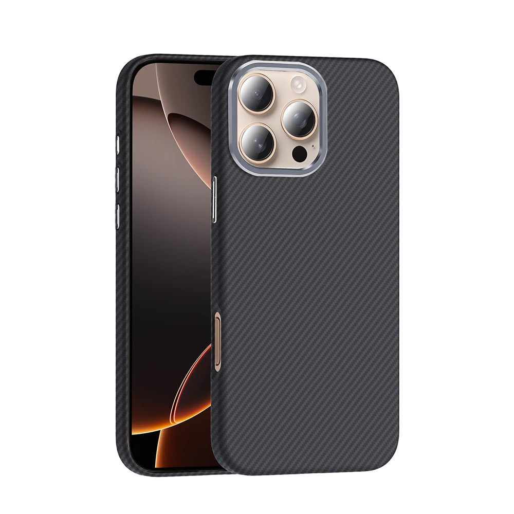 Apple iPhone 16 Pro Kılıf M-safe Şarj Özellikli Karbon Fiber Görünümlü Zore Gros Kapak
