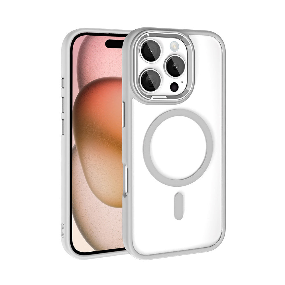 Apple iPhone 16 Pro Kılıf Wireless Şarj Özellikli Zore Krom M-safe Silikon Kapak