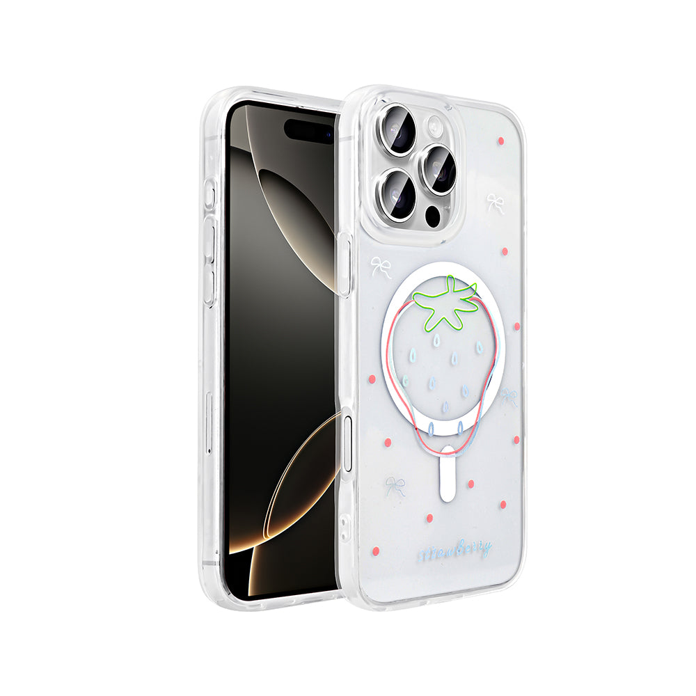 Apple iPhone 16 Pro Max Kılıf M-Safe Şarj Özellikli Şeffaf Zore Folk Sert Kapak