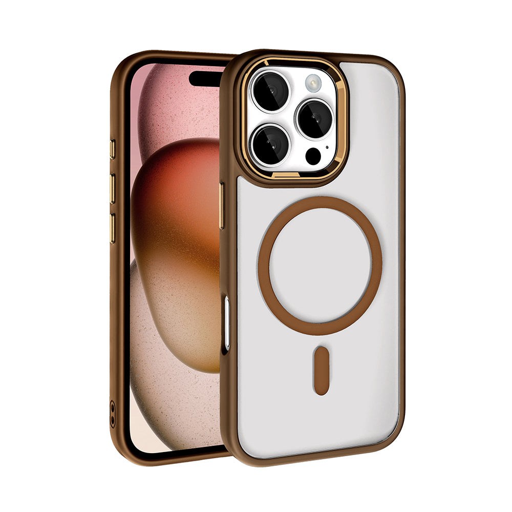 Apple iPhone 16 Pro Max Kılıf Wireless Şarj Özellikli Zore Krom M-safe Silikon Kapak