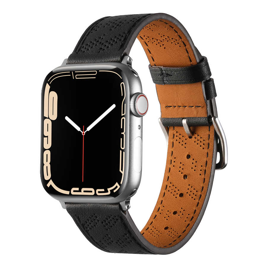 Apple Watch 44mm KRD-76 PU Deri Kordon Strap Kayış