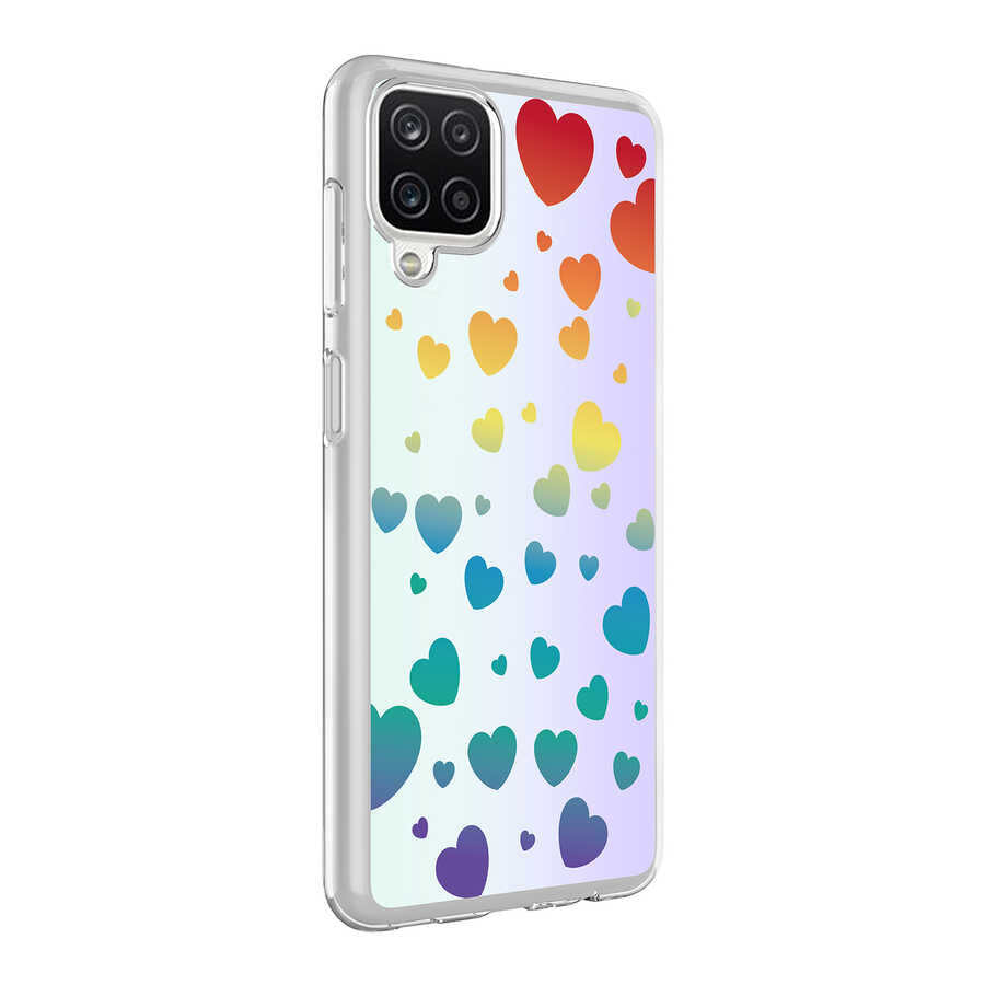 Galaxy A12 Kılıf Zore M-Blue Desenli Kapak