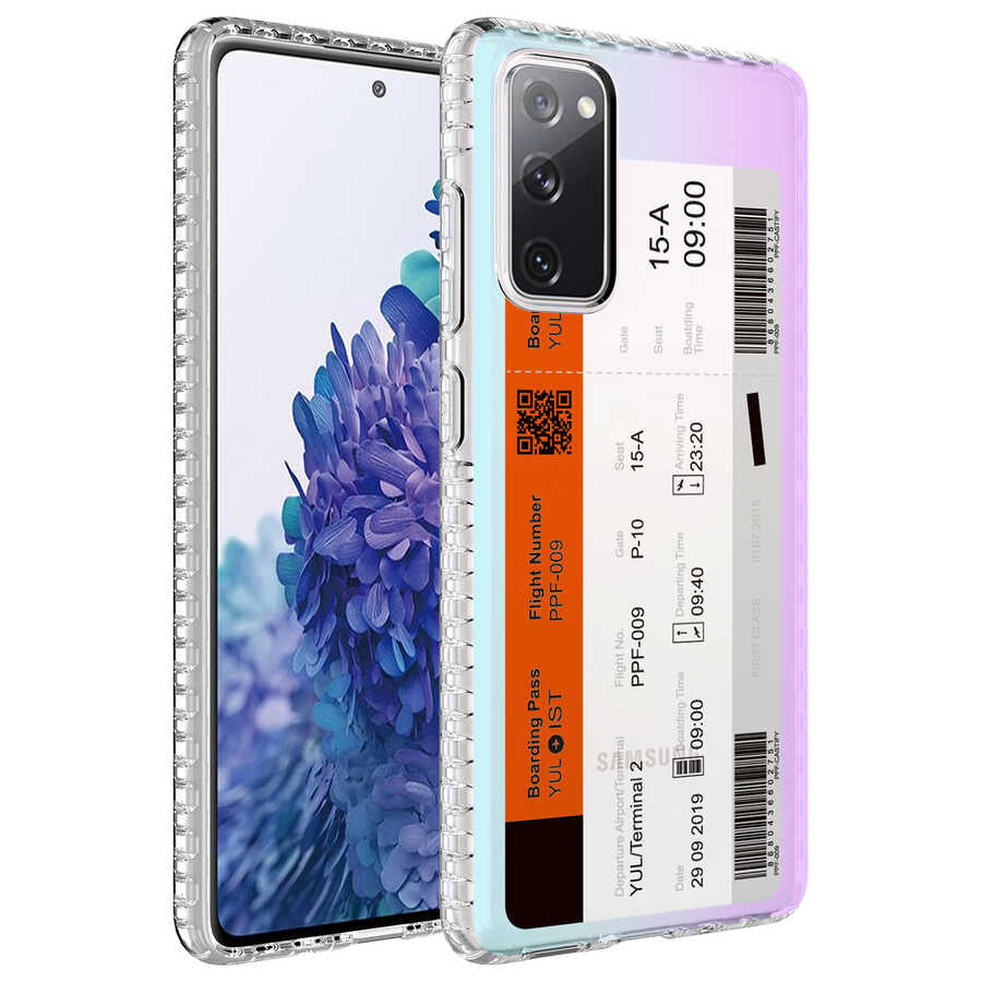 Galaxy S20 FE Kılıf Airbag Kenarlı Renkli Desenli Silikon Zore Elegans Kapak