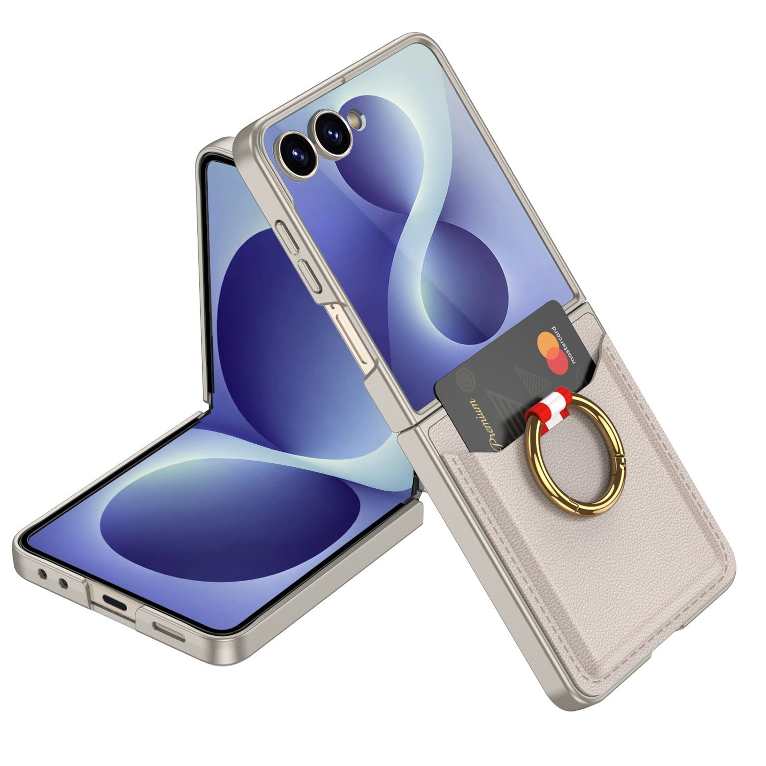 Galaxy Z Flip 8 Zore Kıpta Yüzüklü Kartlıklı Kapak
