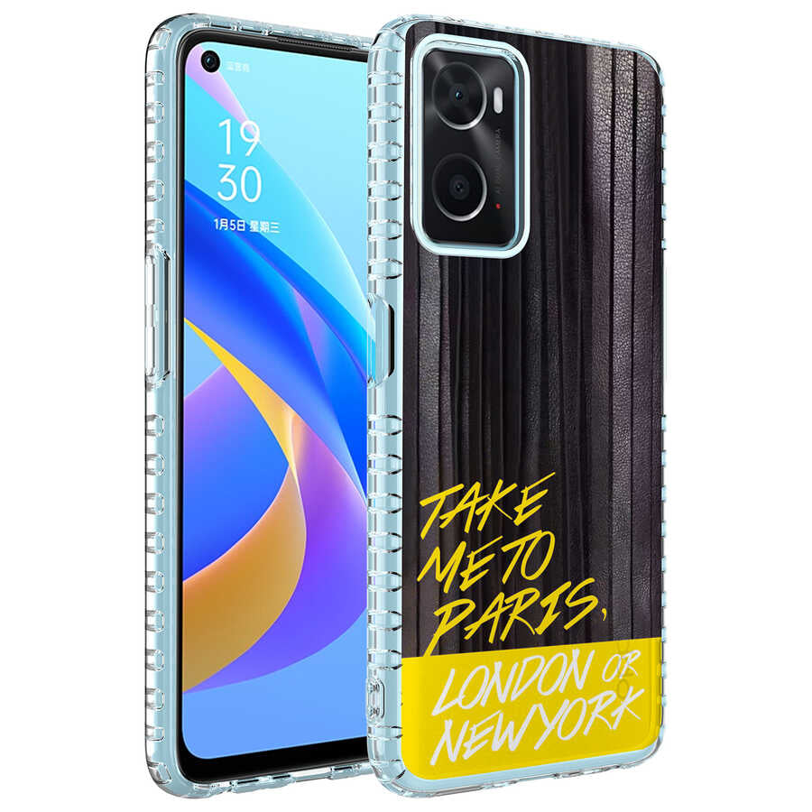 Oppo A96 4G Kılıf Airbag Kenarlı Renkli Desenli Silikon Zore Elegans Kapak
