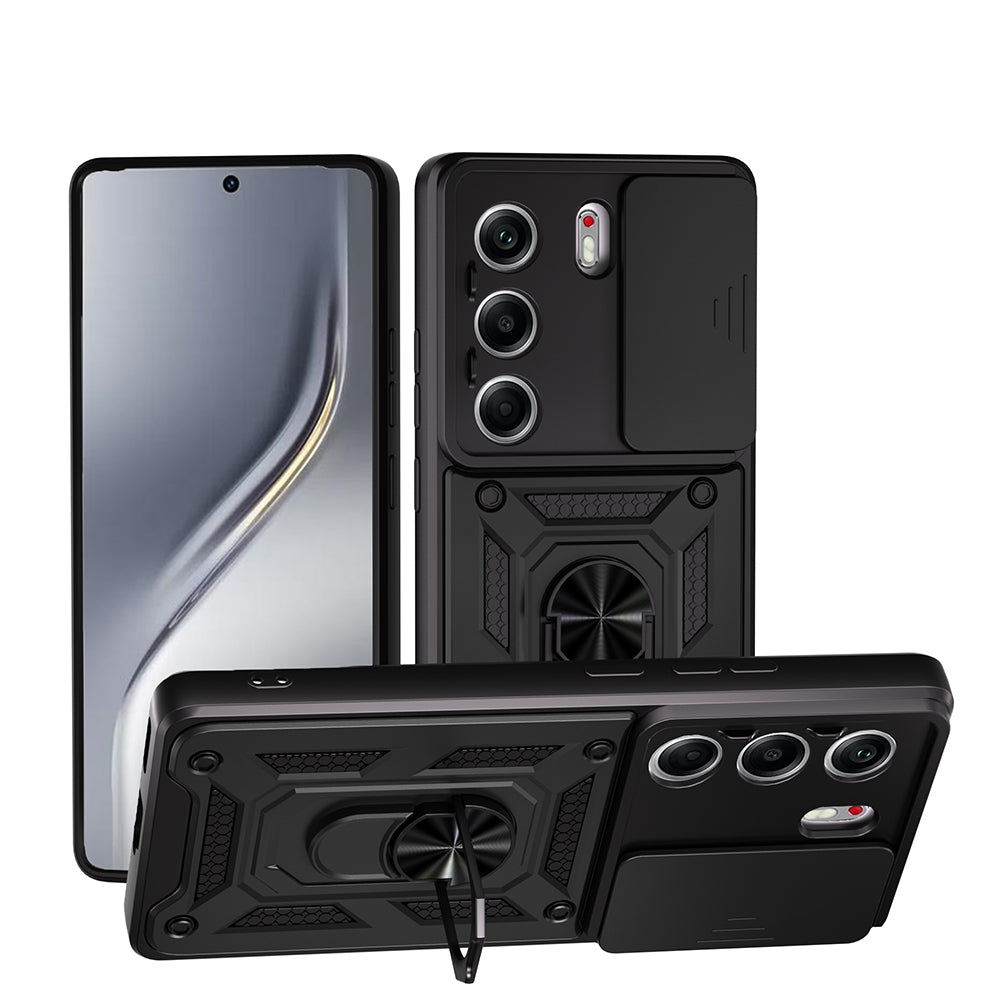 Tecno Camon 40 4G Kılıf Magnetik Standlı Kamera Korumalı Zore Sürgülü Vega Kapak