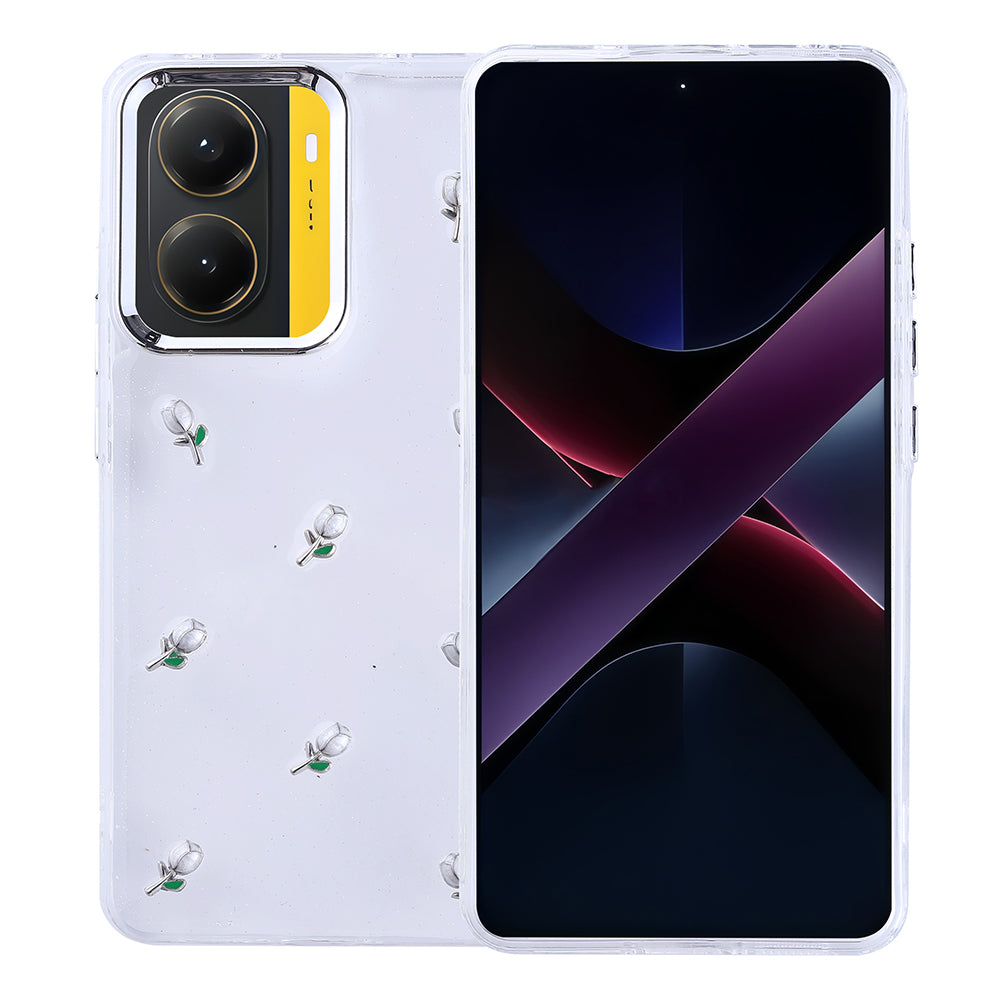 Xiaomi Poco X7 Pro Kılıf Airbag Tasarımlı Simli Şeffaf Zore Kutup Kapak